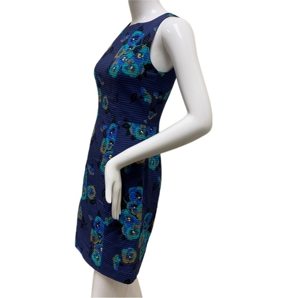 Fossil Blue Dress Lite Blue Flowers Zips Up Back - Picture 4 of 9